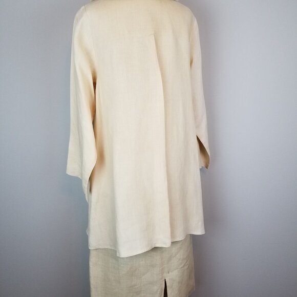 Vintage Two Piece Butter Yellow 100% Linen Jacket & Skirt Set by Patina * Small - Picture 6 of 14